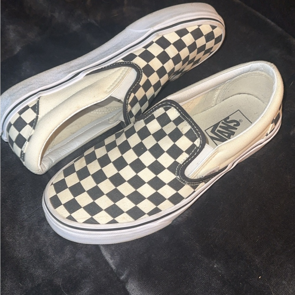 Vans Black and White Checkerboard Slip-Ons